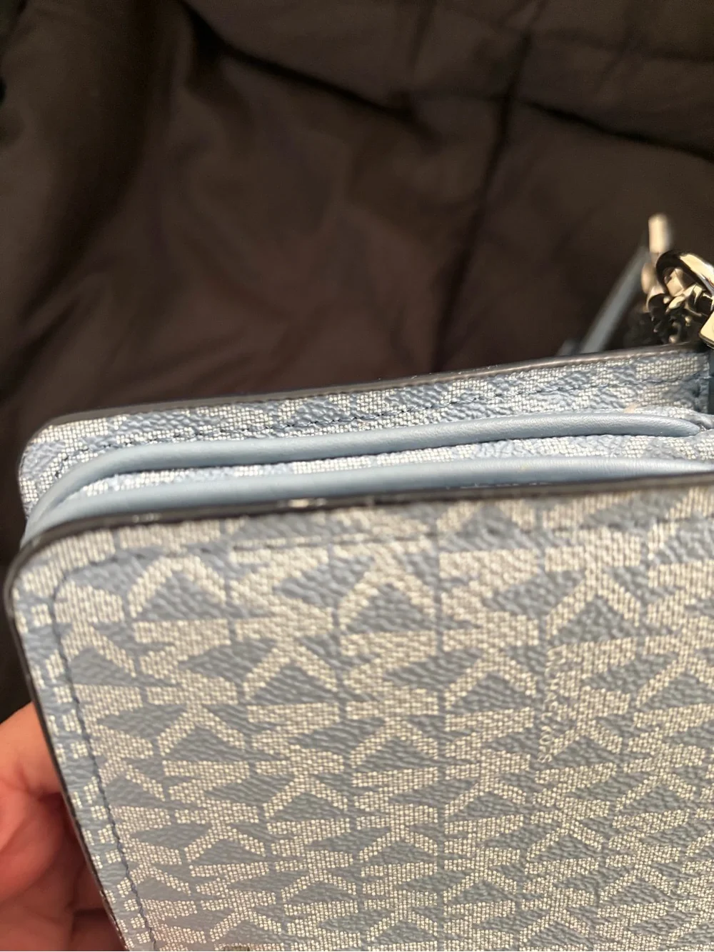 Michael Kors Blue MK Signature Crossbody Bag with Gold Hardware